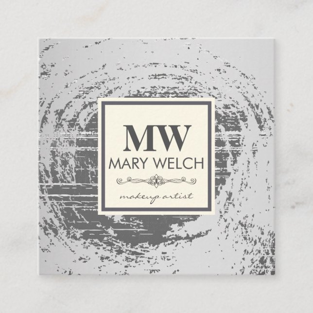 Monogram Rustic Texture Fancy Element Appointment Card (Front)