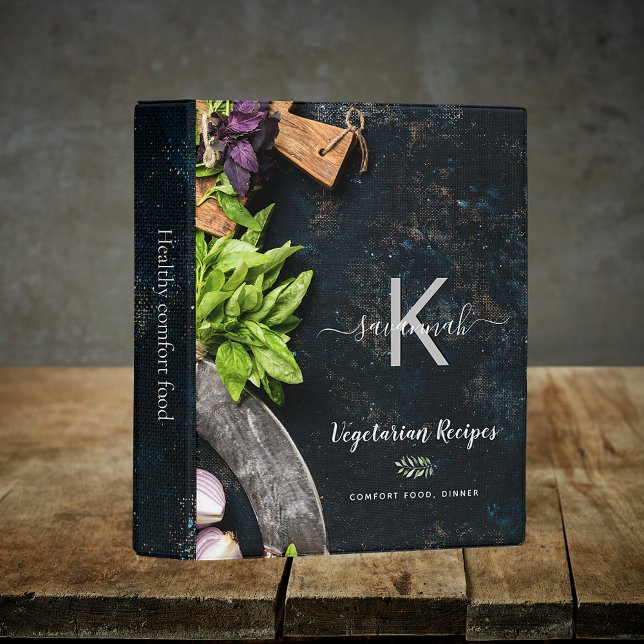 Monogram rustic vegitarian cooking food recipes mini binder (Creator Uploaded)