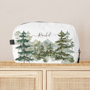 Monogram Rustic Watercolor Forest and mountain Dopp Kit