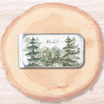 Monogram Rustic Watercolor Forest and mountain Silver Finish Money Clip<br><div class="desc">Serve in style with our Monogram Rustic Watercolor Forest and mountain Silver Finish Money Clip. Personalize for a unique touch of nature at your gatherings!</div>