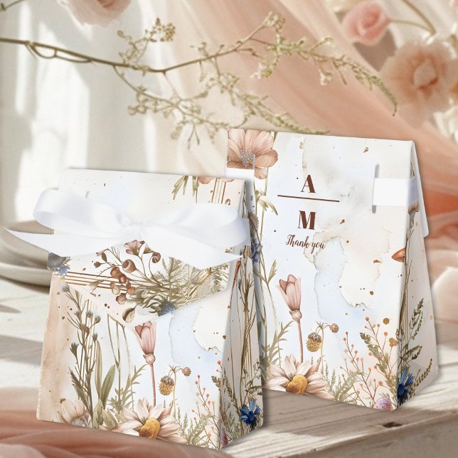 Monogram Rustic Watercolor Woodland Wedding Favor Boxes (Creator Uploaded)