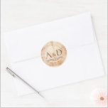 Monogram Rustic Wedding Wood Slice Custom Classic Round Sticker<br><div class="desc">Make your wedding invitations and gifts stand out with our Custom Monogram Rustic Wedding Wood Slice Classic Round Sticker. This versatile sticker allows you to add a personalized touch to your wedding stationery and gifts, creating a cohesive and charming aesthetic. With its unique wood tree slice disc background, this sticker...</div>