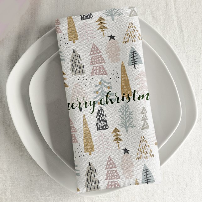  Monogram Rustic Winter Trees 12x12 Cocktail Cloth Napkin (Creator Uploaded)