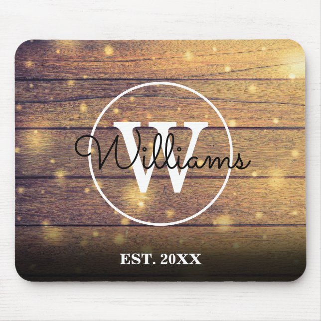 Monogram Rustic Wood Panels Mouse Pad (Front)