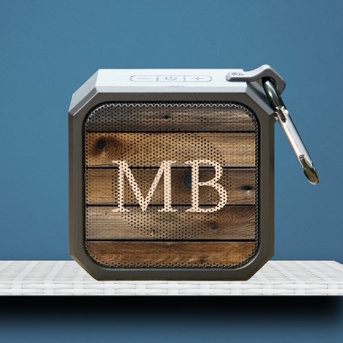 Monogram Rustic Wooden Initials Personalized Bluetooth Speaker