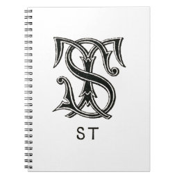 Monogram S and T, Initial S and T, Letter S and T Notebook