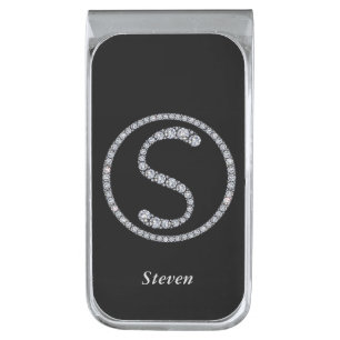 Monogram S bling ring money clip