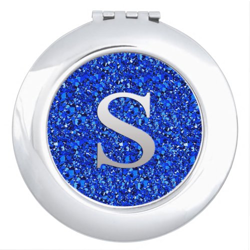 Monogram S druzy crystal _ Sapphire blue Vanity Mirror