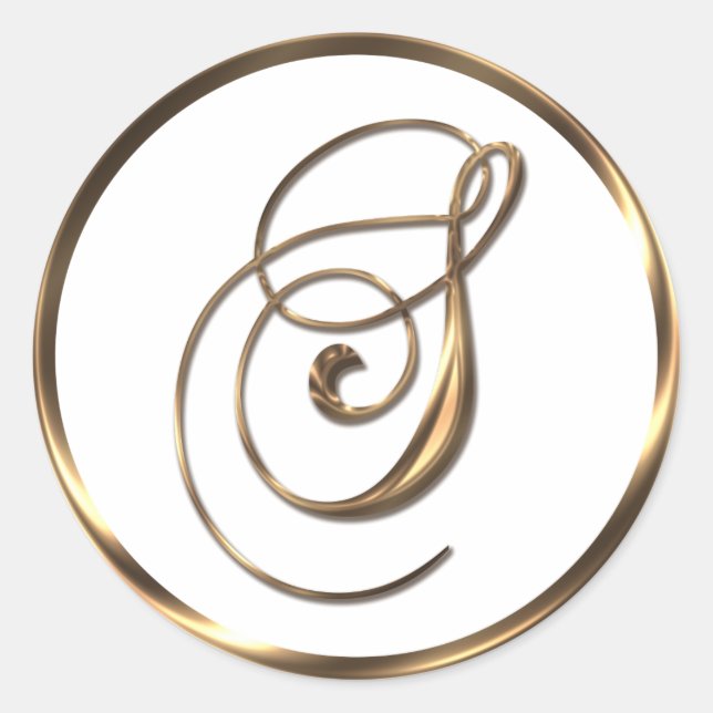 Monogram S Faux Bronze Classic Round Sticker (Front)