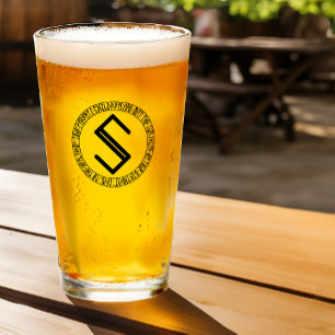 Monogram S -Fun Norse Viking Rune Style Pint Glass