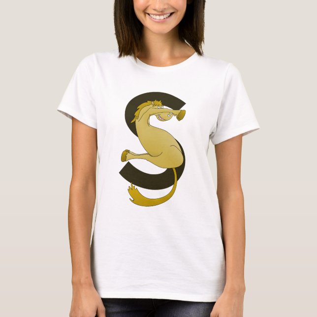Monogram S Funny Pony Customized T-Shirt (Front)