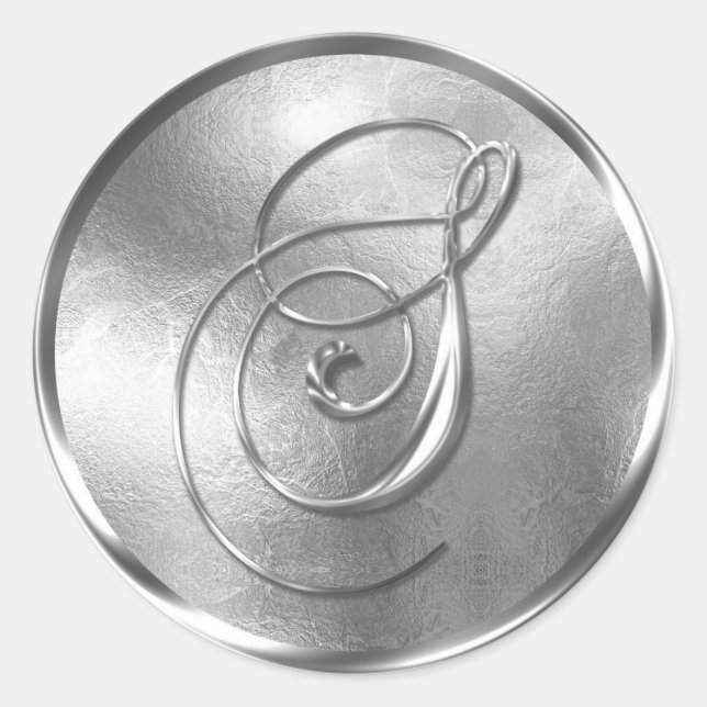 Monogram S NONMETALLIC Silver Envelope Seal (Front)