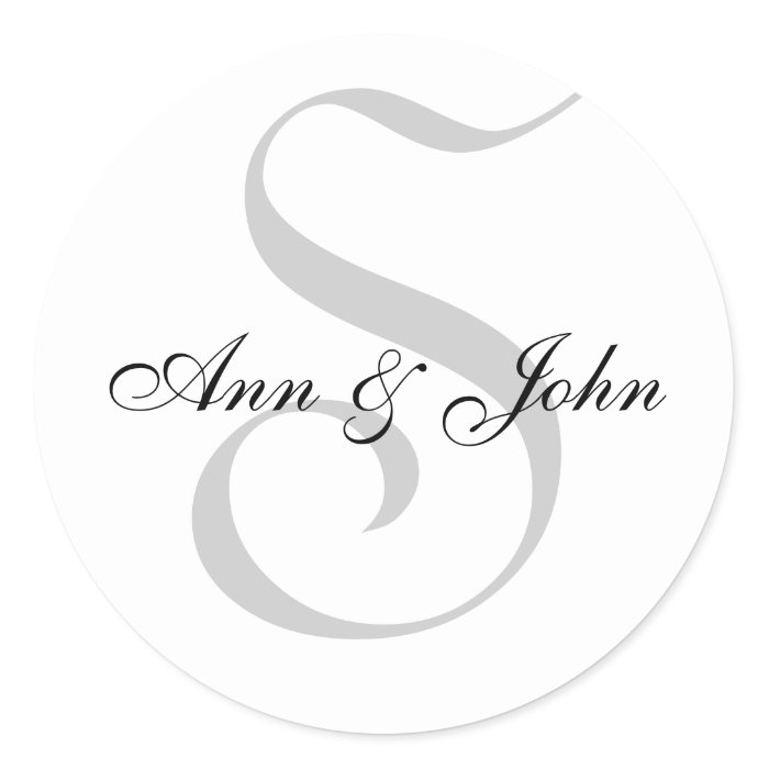 Monogram S  plus First Names Stickers for Weddings