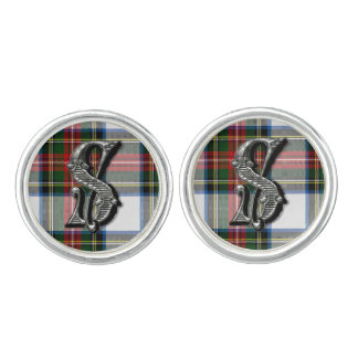 Monogram S Stewart Dress Plaid Cuff Links