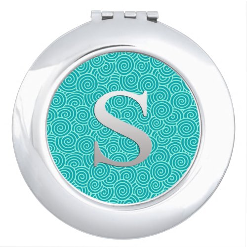 Monogram S  swirl pattern _ turquoise and aqua Vanity Mirror