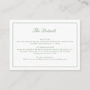 Monogram Sage Green Details Wedding Enclosure Card