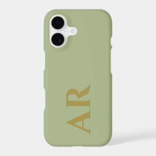 Monogram Sage Green Gold Initials Minimalist Chic iPhone 17 Case