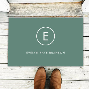 Monogram Sage Green Minimal Simple Modern Scandi Doormat