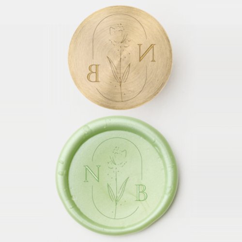 Monogram Sage Green Modern Elegant Wedding Wax Seal Stamp