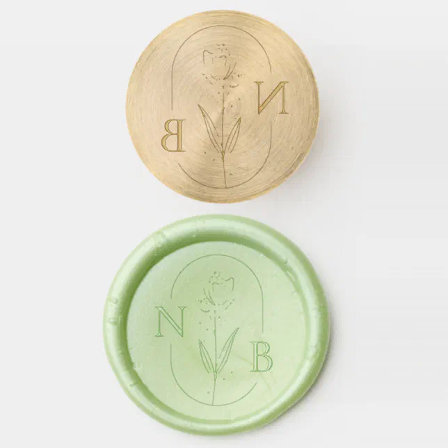 Monogram Sage Green Modern Elegant Wedding Wax Seal Stamp | Zazzle