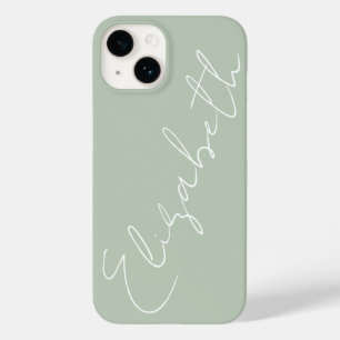 Monogram Sage Green Modern Minimalist Feminine Case-Mate iPhone 14 Case