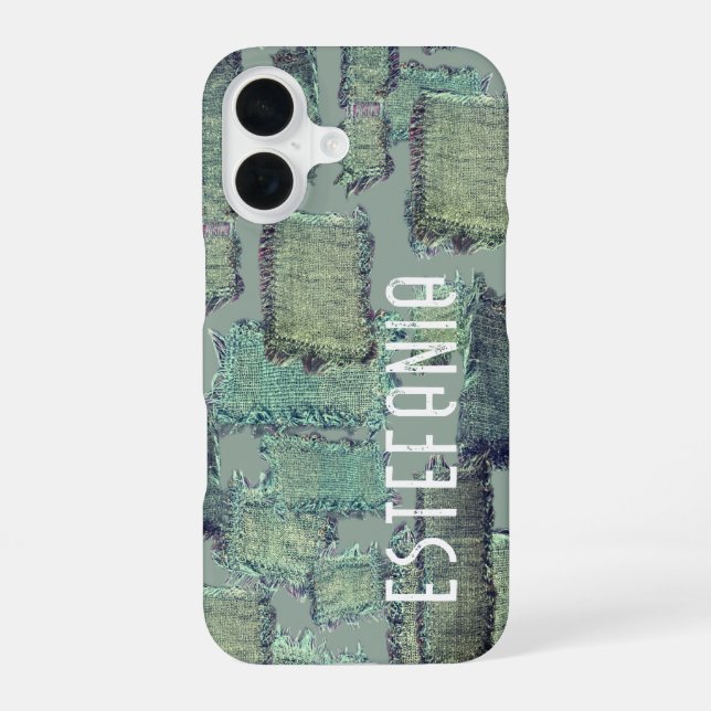 Monogram sage green pastel olive abstract pattern  iphone case (Back)