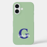 Monogram sage green royal blue modern minimalist