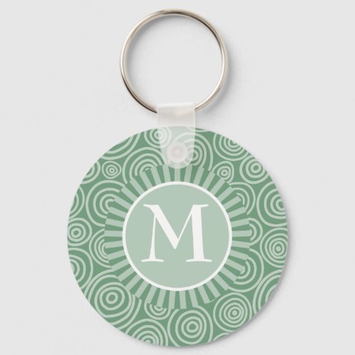 Monogram Sage Green Spirals _ Personalized Keychain