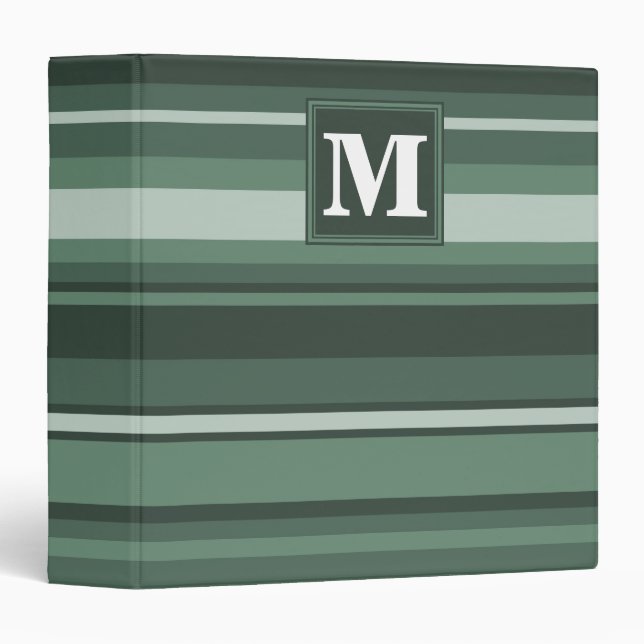 Monogram sage green stripes 3 ring binder (Front/Spine)