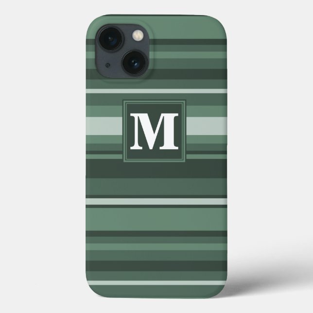Monogram sage green stripes Case-Mate iPhone case (Back)