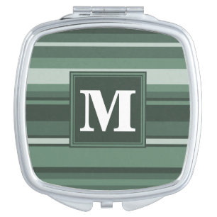 Monogram sage green stripes compact mirror
