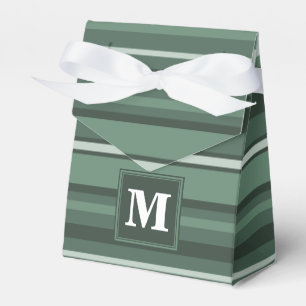Monogram sage green stripes favor boxes