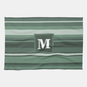 Monogram sage green stripes towel