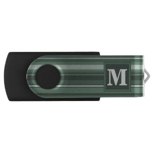 Monogram sage green stripes USB flash drive