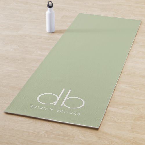 Monogram Sage Green Stylish Modern Minimalist Yoga Yoga Mat