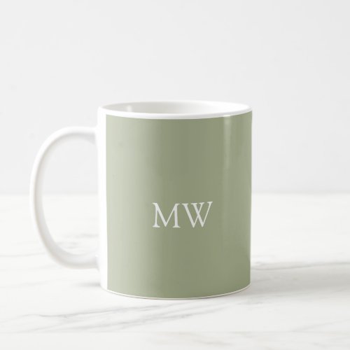 Monogram Sage Green Trendy Simple His Hers Coffee Mug