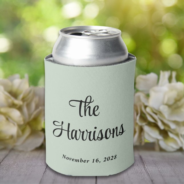 Monogram Sage Green Wedding  Can Cooler (Creator Uploaded)