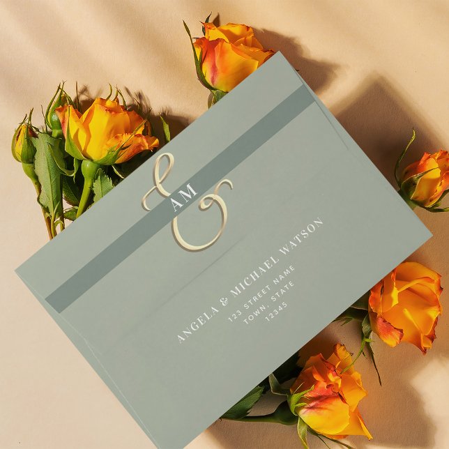 Monogram Sage Green Wedding  Envelope (Creator Uploaded)