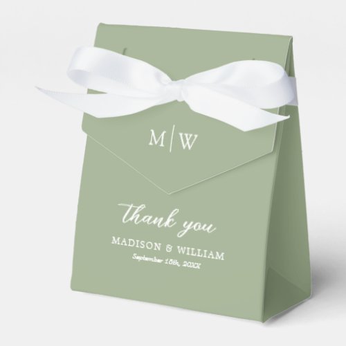 Monogram Sage Green Wedding Favor Box