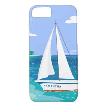 Monogram Sailboat Coastal Tropical iPhone 7 Case Monogram Sailboat Coastal Tropical iPhone 7 Case