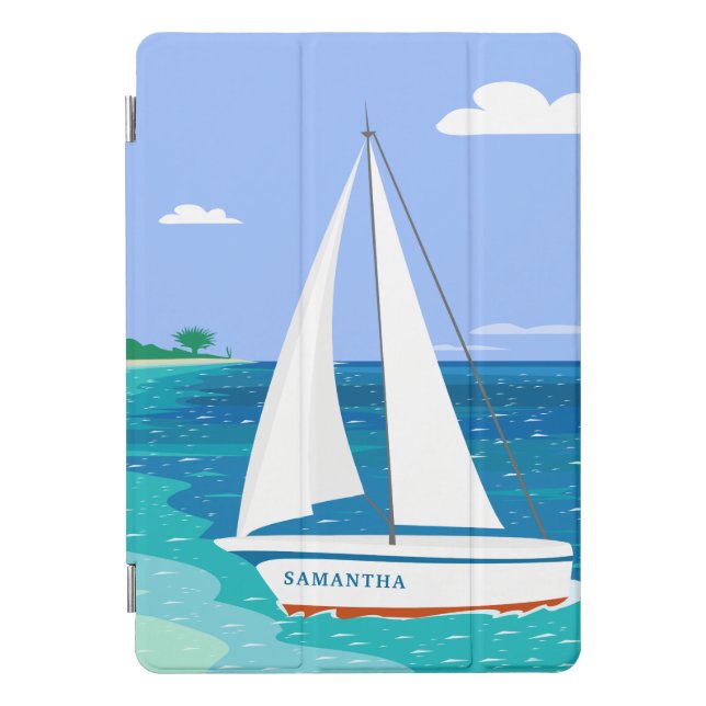 Monogram Sailboat Tropical Beach iPad Pro Cover (Front)