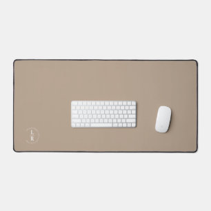 Monogram, salon, minimalistic beige-brown desk mat