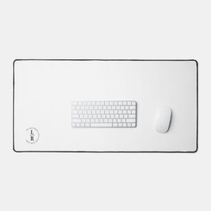 Monogram, salon, minimalistic white desk mat