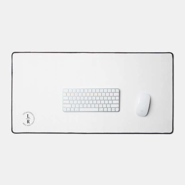 Monogram, salon, minimalistic white desk mat (Keyboard & Mouse)