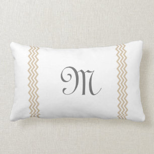 Monogram Sand Chevron Pillow