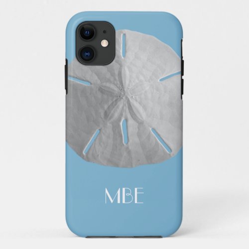 Monogram Sand Dollar on Light Blue iPhone 11 Case