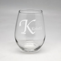 Monogram Sand Etched Small Stemless Wine Glass