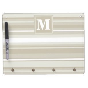 Monogram sandstone stripes dry erase board with keychain holder