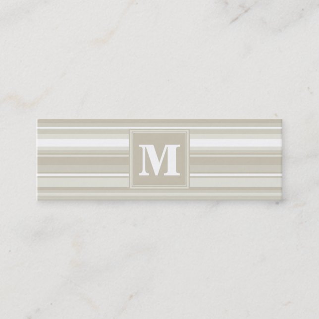 Monogram sandstone stripes mini business card (Front)