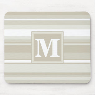 Monogram sandstone stripes mouse pad